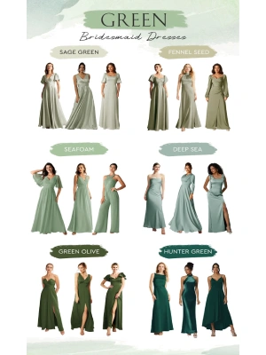 ایده طیف رنگی سبز برای لباس ساقدوش ها